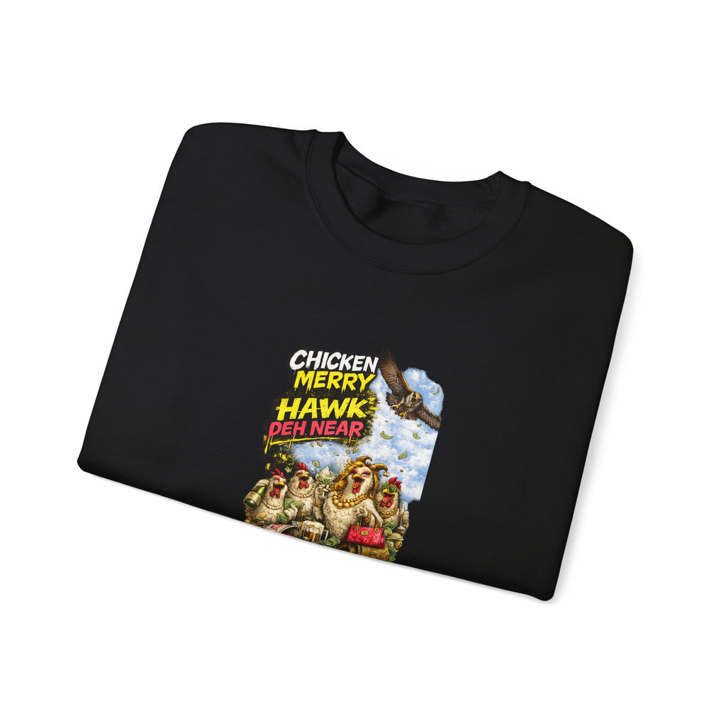 Chicken Merry ... Hawk Deh Near - Jamaican Proverb | Crewneck Sweatshirt | Jamaica