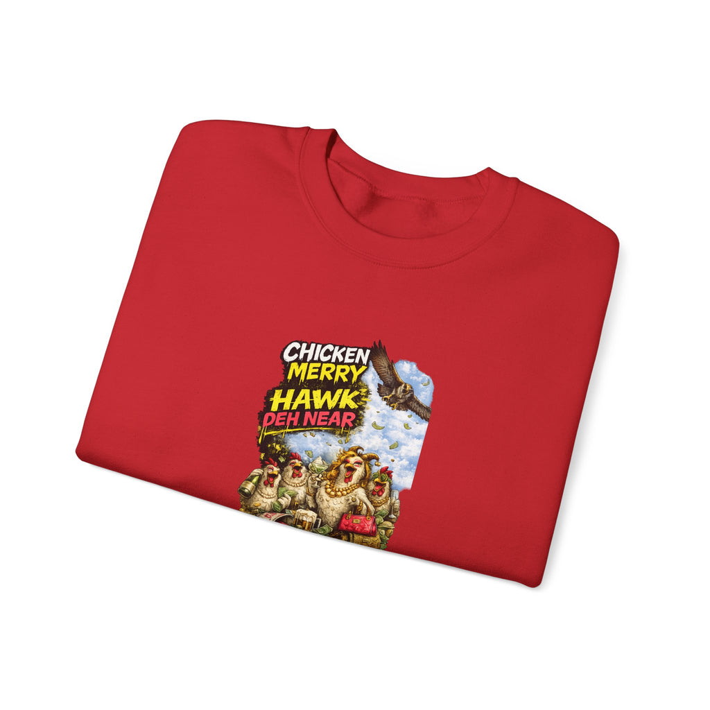Chicken Merry ... Hawk Deh Near - Jamaican Proverb | Crewneck Sweatshirt | Jamaica